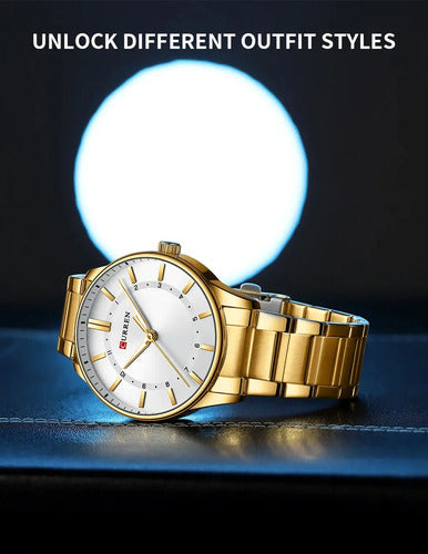 Reloj Para Hombre En Acero Inoxidable Color Dorado Dorado