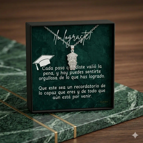 Regalo De Graduación Collar Y Dije Niña - Niño De Plata 925 Niña