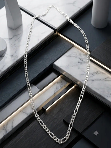 Cadena 55 Cm Plata Solida 925 De 4mm Plateado
