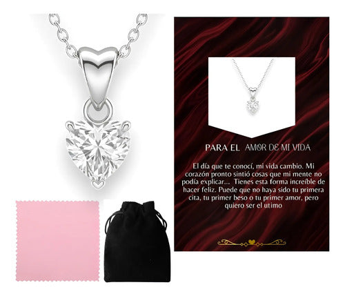 Collar De Corazón Plata 925, Regalo Romántico, Novia, Esposa Plateado