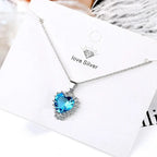 Collar Corazón Circonita Azul · Plata