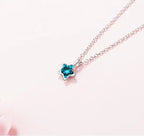 Collar Estrella de Cristal Azul · Plata