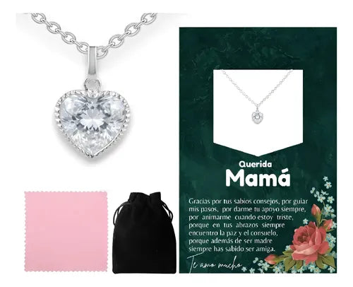 Collar Corazón Plata925, Regalo Para Mamá, Mensaje Especial Mamá