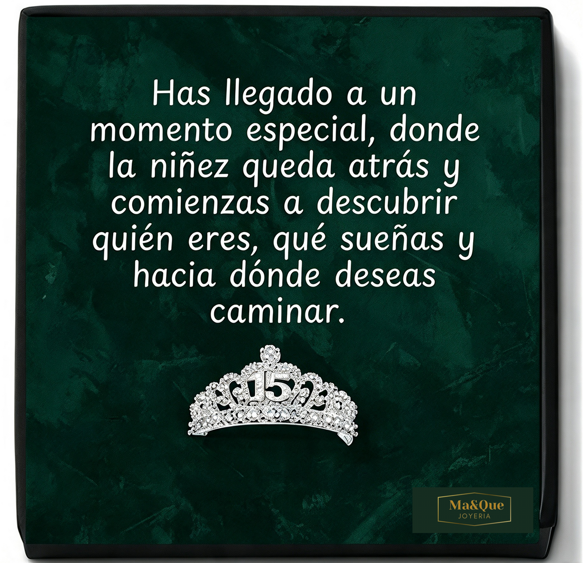 Anillo XV Años Corona Princesa con Mensaje · Plata