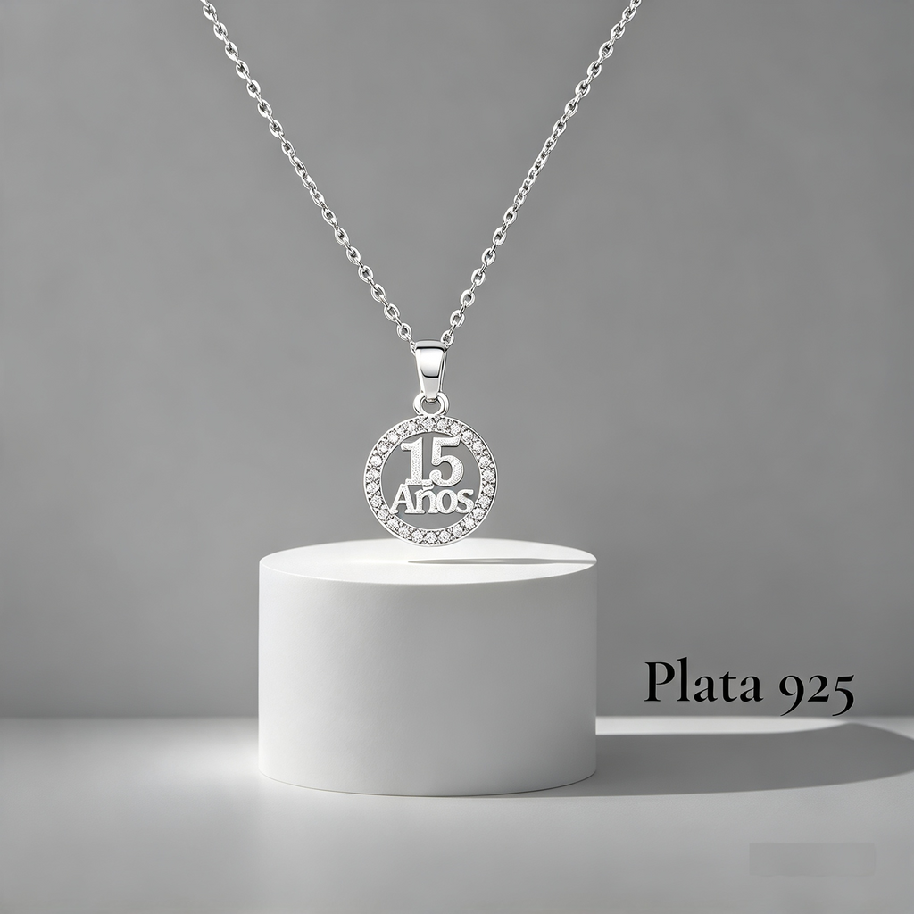 Anillo y Collar XV Años con Mensaje · Plata