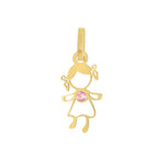 Dije Niña con Circonia Rosa · Regalo para Hija · Oro 10k