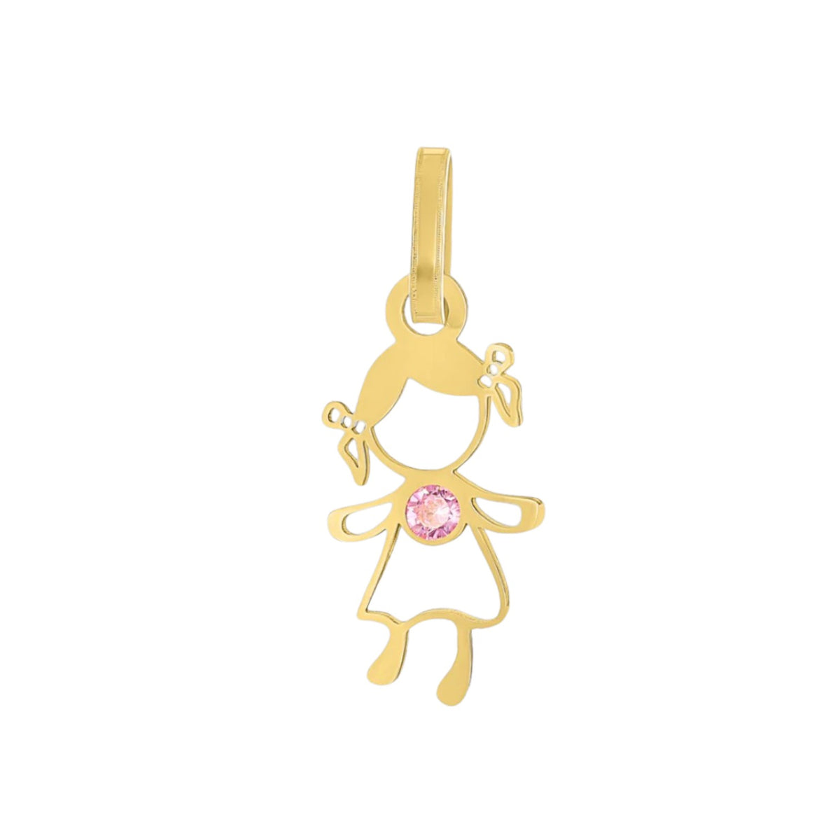 Dije Niña con Circonia Rosa · Regalo para Hija · Oro 10k